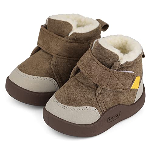 MASOCIO Botas Bebe Niño Niña Invierno Patucos Botines Botitas de Nieve Bebé Zapatillas Casa Zapatos Primeros Pasos 12-18 Meses Marrón Talla 20 (Taglia Produttore: CN 17)