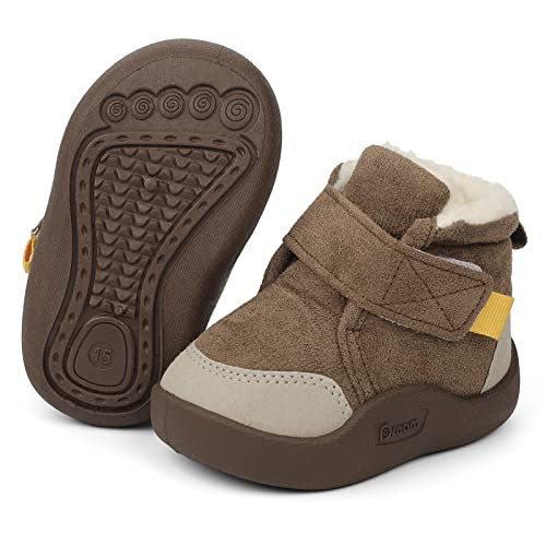 MASOCIO Botas Bebe Niño Niña Invierno Patucos Botines Botitas de Nieve Bebé Zapatillas Casa Zapatos Primeros Pasos 12-18 Meses Marrón Talla 20 (Taglia Produttore: CN 17)