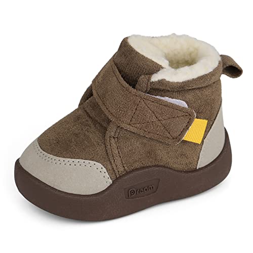 MASOCIO Botas Bebe Niño Niña Invierno Patucos Botines Botitas de Nieve Bebé Zapatillas Casa Zapatos Primeros Pasos 12-18 Meses Marrón Talla 20 (Taglia Produttore: CN 17)