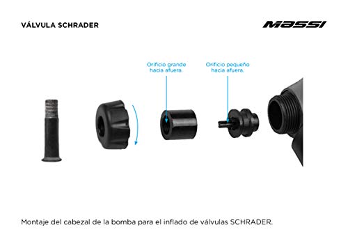 Massi 35331 - Bomba inflador Doble Valvula telescopica 14cm cm 31 14cm