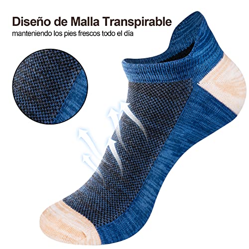 Masswish Calcetines Tobilleros de Verano para Hombre Mujer, 8 Pares, para Deporte, Running, Ciclismo, Trekking, Calcetines de Algodon Respirables, Cómodo y Inodoro(43-46)