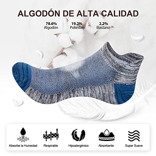 Masswish Calcetines Tobilleros de Verano para Hombre Mujer, 8 Pares, para Deporte, Running, Ciclismo, Trekking, Calcetines de Algodon Respirables, Cómodo y Inodoro(43-46)