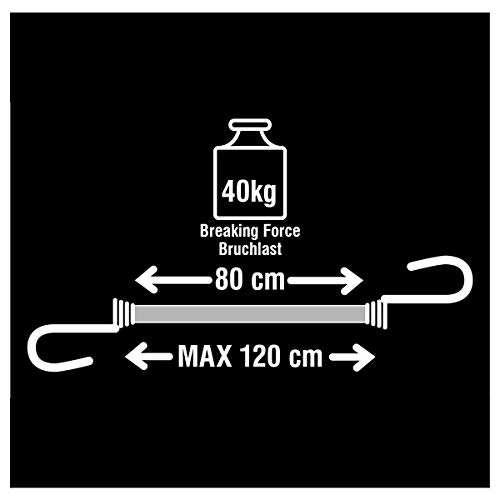 Master Lock 3021EURDAT elásticas, Paquete de 2 Tensores, 80 cm Cuerda, Gancho Invertido-Optimo para Sujetar Cargas Pequeñas, Camping, Mudanzas, Verde, Set de 2 Piezas