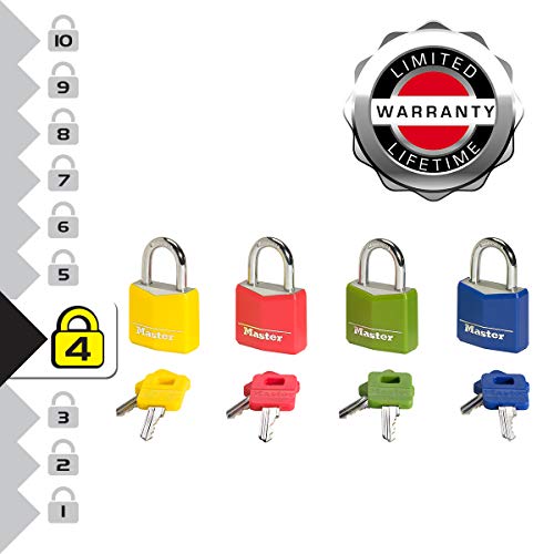 Master Lock 9131EURDCOL Candado con Llave con cuerpo de aluminio macizo revestido, Multicolor, 1 unidad