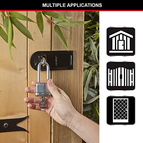 MASTER LOCK Candado Alta Seguridad, Llaves, Acero Laminado, Exterior, Archo M, M1EURDLF - para Portales, Garages, Sótanos, Color Plateado, 45 mm