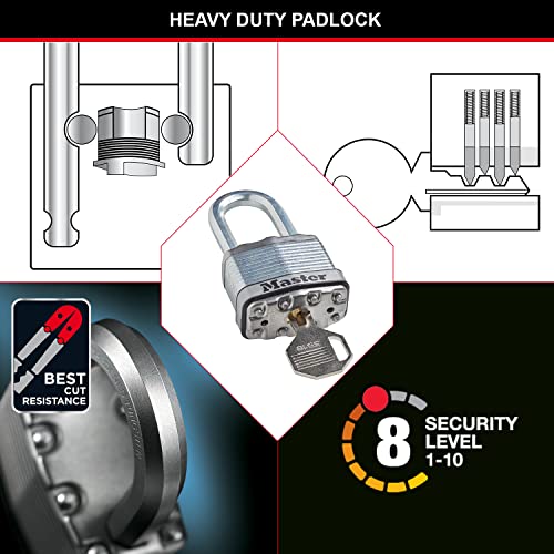 MASTER LOCK Candado Alta Seguridad, Llaves, Acero Laminado, Exterior, Archo M, M1EURDLF - para Portales, Garages, Sótanos, Color Plateado, 45 mm