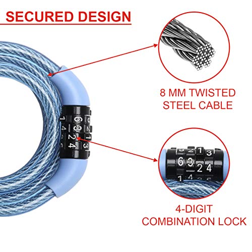 MASTER LOCK Candado Bicicleta [1,2 m Cable] [Combinación] [Exterior] [Color al Azar] 8143EURDPROCOL - Ideal para Bicicleta, Monopatín, Paseante, Cortacésped y Otro Equipo