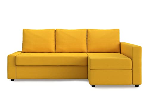 MASTERS OF COVERS Funda de Repuesto Sofá Cama de Esquina IKEA Friheten, Chaise Longue Izquierda/Derecha, Ajuste Individual, Tela Resistente, 230 x 68/151 x 66 cm (Amarillo, Poliéster)