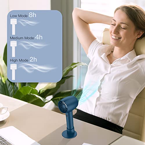 MATEPROX Ventilador de Mano de Mini, Ventilador con Pilas 2000mAH, Mini Ventilador Exterior Carga USB, Ventilador portátil Personal para Oficina, en el hogar, y acampadas al Aire Libre-Azul