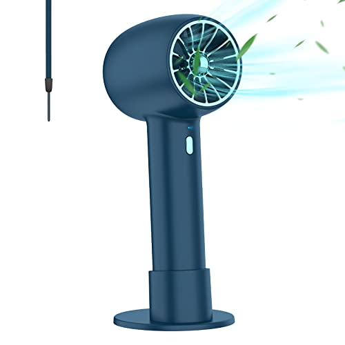 MATEPROX Ventilador de Mano de Mini, Ventilador con Pilas 2000mAH, Mini Ventilador Exterior Carga USB, Ventilador portátil Personal para Oficina, en el hogar, y acampadas al Aire Libre-Azul