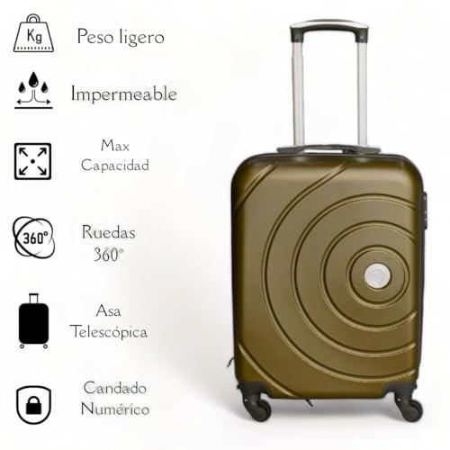 Max Star Maleta de Cabina 55x40x20cm, Rígida, Ruedas Gitaroria 360º, Ligera, Impermeable, Seguridad Numérica, Maleta de Viaje, Resistente, (Champagne)