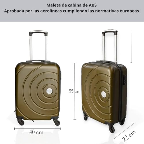 Max Star Maleta de Cabina 55x40x20cm, Rígida, Ruedas Gitaroria 360º, Ligera, Impermeable, Seguridad Numérica, Maleta de Viaje, Resistente, (Champagne)