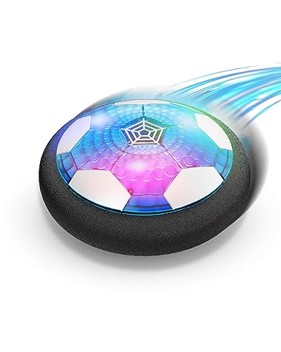 Maxesla Recargable Juguete Balón de Fútbol Flotante, Air Power Soccer con Protectores de Espuma Suave y Luces LED, Pelota Futbol Juguete Niños 3-12 Años, Regalos Cumpleaños Navidad