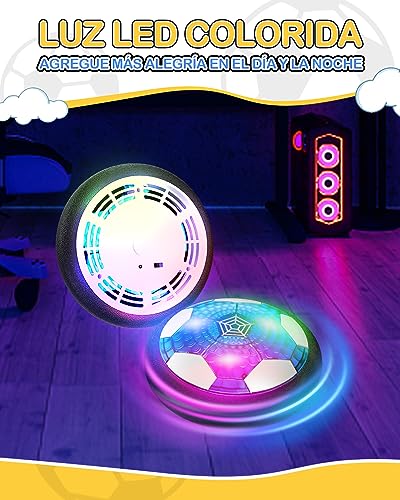 Maxesla Recargable Juguete Balón de Fútbol Flotante, Air Power Soccer con Protectores de Espuma Suave y Luces LED, Pelota Futbol Juguete Niños 3-12 Años, Regalos Cumpleaños Navidad