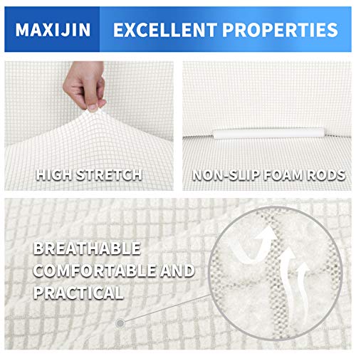 MAXIJIN Funda elástica para sofá de 3 plazas para Sala de Estar Jacquard, 1 Pieza, Protector de Muebles para Perros (Blanco)