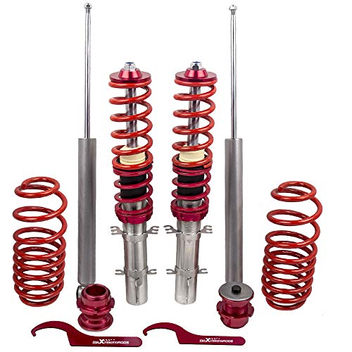 maXpeedingrods 4x Coilover Ajustable, Amortiguador para VW Golf Mk4 para Seat Leon, Suspensión Roscada Regulable en Altura