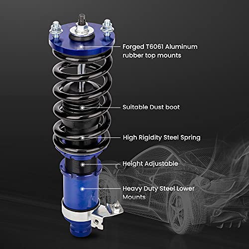 maXpeedingrods 4x Coilover, Amortiguador Roscado para Honda Civic/CRX EE EF EC EJ EG EH para Acura Integra DA DB, Suspensión con Muelle, Altura Regulable, 2 Delanteros y 2 Traseros Resorte Helicoidal