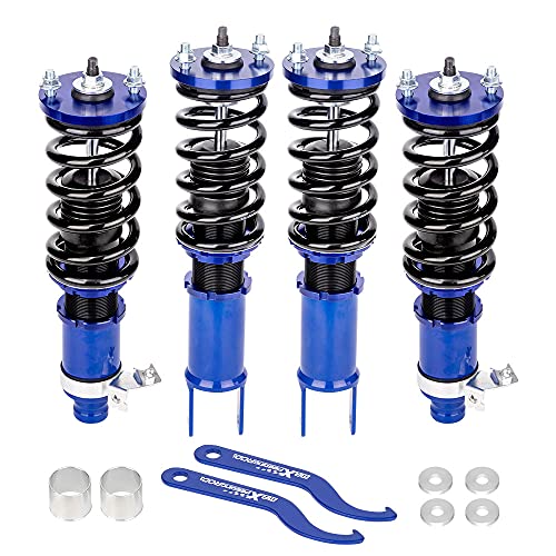 maXpeedingrods 4x Coilover, Amortiguador Roscado para Honda Civic/CRX EE EF EC EJ EG EH para Acura Integra DA DB, Suspensión con Muelle, Altura Regulable, 2 Delanteros y 2 Traseros Resorte Helicoidal