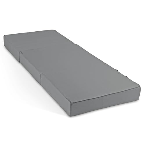 maxVitalis colchón plegable colchón para invitados colchón plegable de 3 piezas espuma extra gruesa (15 cm) lavable disco intervertebral cubo plegable colchón plegable para adultos (Gris, 75x195x15cm)