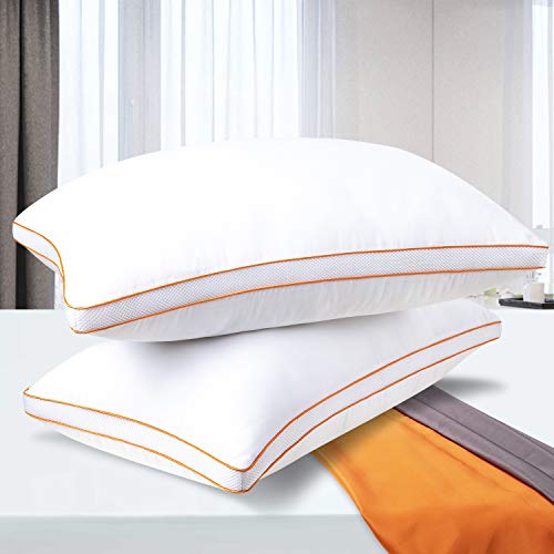 Maxzzz Almohadas Antiácaros Pack 2 Almohadas de Hotel 50x75 cm Almohadas Transpirable Firmeza Baja con Suave Fibra 3D +Fibra de Soporte 7D