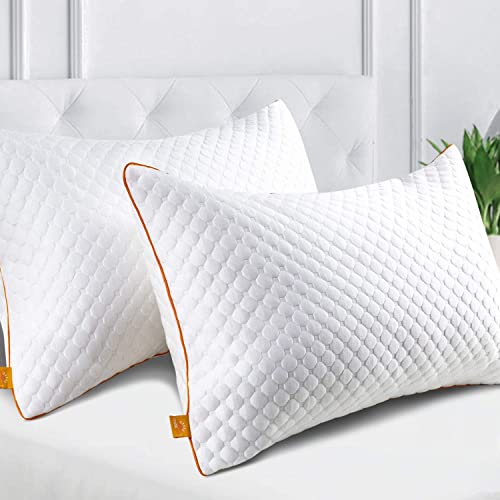 Maxzzz Pack de 2 Almohadas 42x70cm para Dormir Almohadas Fibra de Bambú Hipoalergénicas y Antiácaros Almohada de Hotel Dormoir de Lado Boca Abajo y Boca Arriba con Funda Lavable