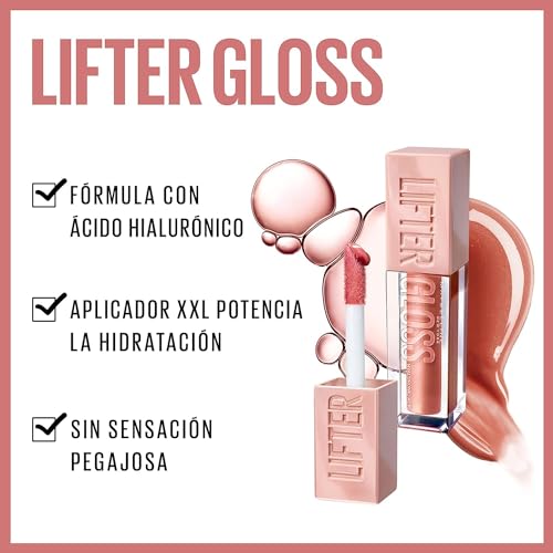 Maybelline New York Brillo de Labios Lifter Gloss, Hidratación Intensa, Labios Rellenos, con Ácido Hialurónico, Tono 01 Pearl