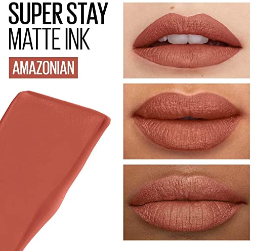 Maybelline New York, SuperStay Matte Ink, Pintalabios Mate de Larga Duración, Tono 70 - Amazonian, Marrón Claro Nude