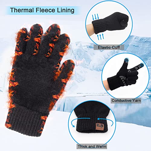 MAYLISACC Guantes Táctiles Mujer de Invierno Cálido con Empuñadura de Goma, Diseño de Pantalla Táctil de dos Dedos, Guante de Lana Mezclada Gruesa y Cálida