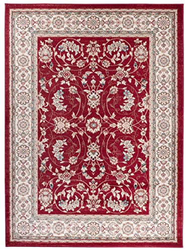 Mazovia Alfombra Oriental - Diseño Oriental de Salón Grande - Pelo Corto - Alfombras de Habitación de Matrimonio, Dormitorio y Comedor - Motivo Oriental - Rojo - 60x100 cm