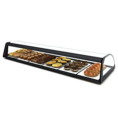 MBH - Vitrina expositora neutra para bollería y repostería de 84 cm SIN LED. Expositor neutro de cristal curvado para hostelería - MADE IN SPAIN