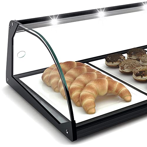 MBH - Vitrina expositora neutra para bollería y repostería de 84 cm SIN LED. Expositor neutro de cristal curvado para hostelería - MADE IN SPAIN