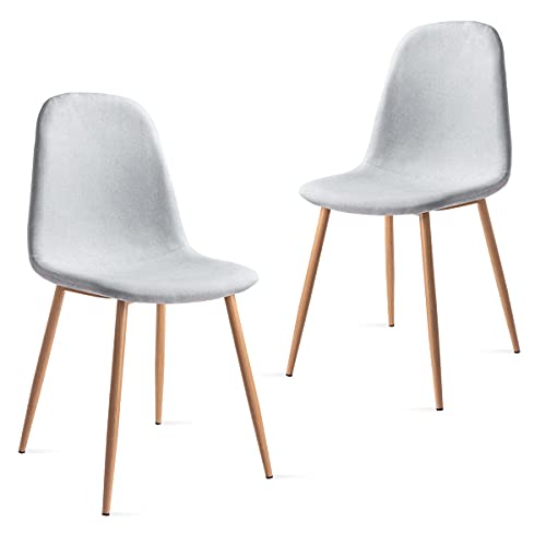 MC Haus Elva Gris Perla x2 - Pack de 2 sillas para salón, Comedor o Dormitorio, 46x43x86cm