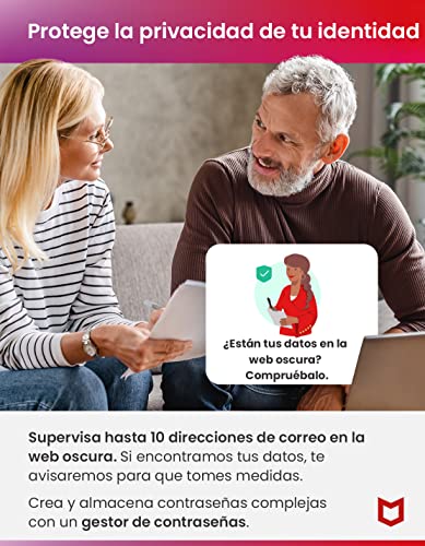 McAfee Total Protection 2023, 10 dispositivos, Software de seguridad en Internet con antivirus, VPN ilimitada, 1 año de suscripción, Tarjeta de clave