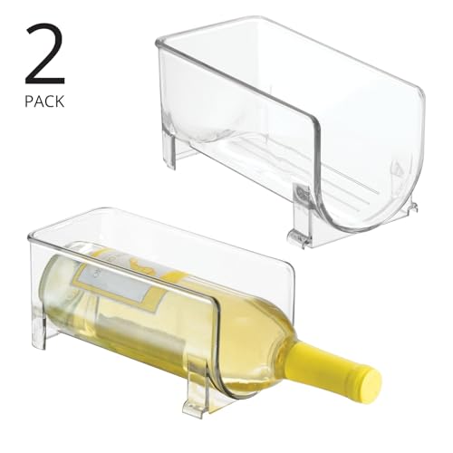 mDesign – Soporte para Botellas de Vino y Otras Bebidas – Botellero para vinos para Dos Botellas – Práctico Accesorio de Cocina – Fabricado con plástico – Color: Transparente