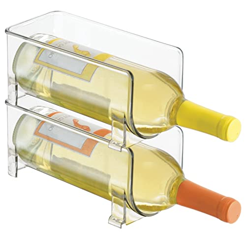 mDesign – Soporte para Botellas de Vino y Otras Bebidas – Botellero para vinos para Dos Botellas – Práctico Accesorio de Cocina – Fabricado con plástico – Color: Transparente