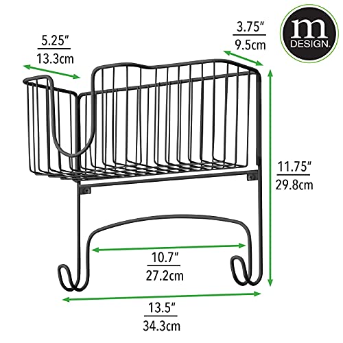 mDesign Soporte para Mesa de Planchar – Mueble de Planchado para Plancha, Tabla y Productos de Limpieza – Soporte para Plancha con Montaje de Pared – Práctico Soporte de Pared de Metal – Negro Mate