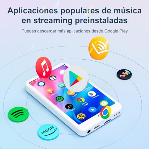 MECHEN Reproductor MP3 WIFI con Bluetooth, 4" Pantalla Táctil Android 9.0 Reproductor MP4 de 8 Núcleos, Soporte Spotify Audible Amazon Music Deezer Google Play Video APP Descargable