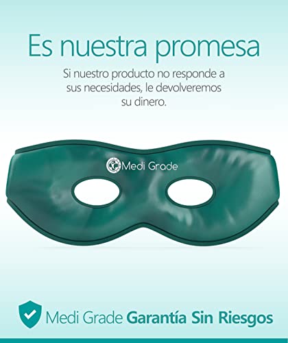 Medi Grade Antifaz de Gel Frío – Máscara de Gel para Ojos Reutilizable, 2x Parches de Ojos para Bolsas y Ojeras, 1x Neceser – Relájate en Casa con Nuestro Antifaz Relajante Reversible y Ajustable