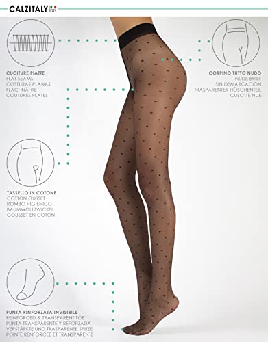 MEDIAS DE LUNARES | PANTY SEMI TRANSPARENTES DE MUJER | 20 DEN | S/M, L/XL | NEGRO | CALCETERÍA ITALIANA | (L/XL)