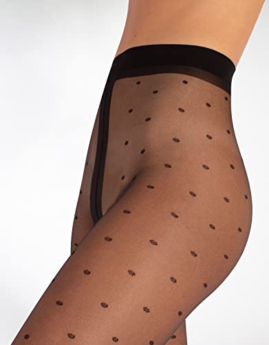 MEDIAS DE LUNARES | PANTY SEMI TRANSPARENTES DE MUJER | 20 DEN | S/M, L/XL | NEGRO | CALCETERÍA ITALIANA | (L/XL)