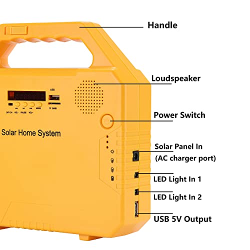 MeetUs Sistema de iluminación solar de emergencia, kit de generador de energía solar portátil para alimentación de emergencia, hogar y exterior, generador solar multifunción