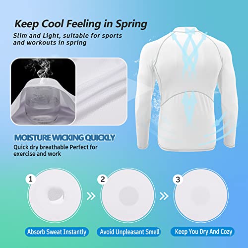 MEETYOO Camiseta Compression Hombre, Hombre Ropa deportiva Manga Larga Base Layers para Running Gym Ciclismo