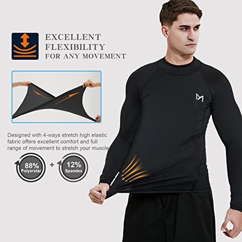 MEETYOO Camiseta Compression Hombre, Hombre Ropa deportiva Manga Larga Base Layers para Running Gym Ciclismo