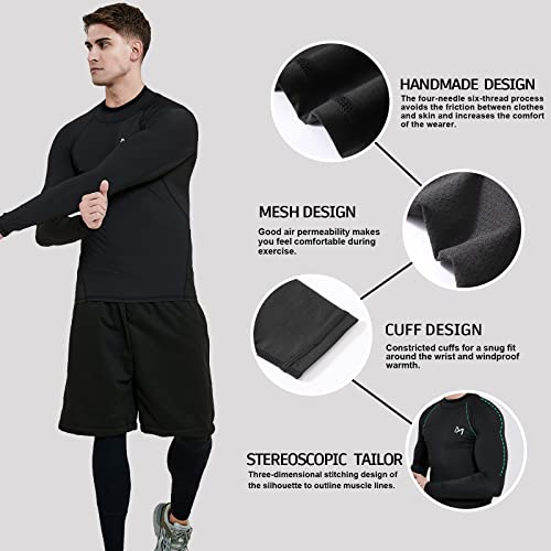 MEETYOO Camiseta Compression Hombre, Hombre Ropa deportiva Manga Larga Base Layers para Running Gym Ciclismo