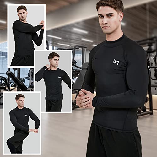 MEETYOO Camiseta Compression Hombre, Hombre Ropa deportiva Manga Larga Base Layers para Running Gym Ciclismo