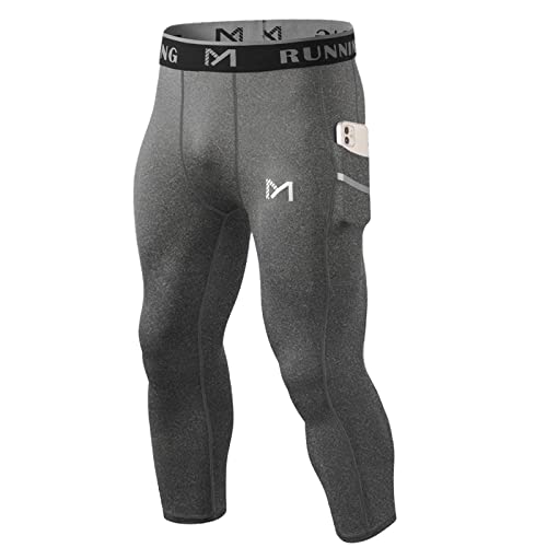 MEETYOO Leggings Hombre, Pantalón de Compresión Secado Rápido Pantalones Deporte Mallas Largas para Running Fitness Yoga