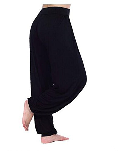 MEISHINE® Mujer Pantalones de Yoga Algodón Modal Harem Pantalón Polainas por Danza, Yoga, Ganduleado, Fitness - Muy Suave (Size L, Negro)