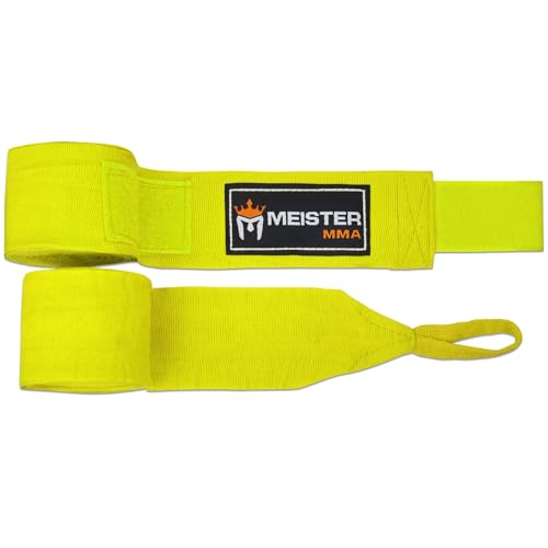 Meister Adulto 180" Vendas de Mano Semi-Elásticas para MMA & Boxeo (Par) - Amarillo