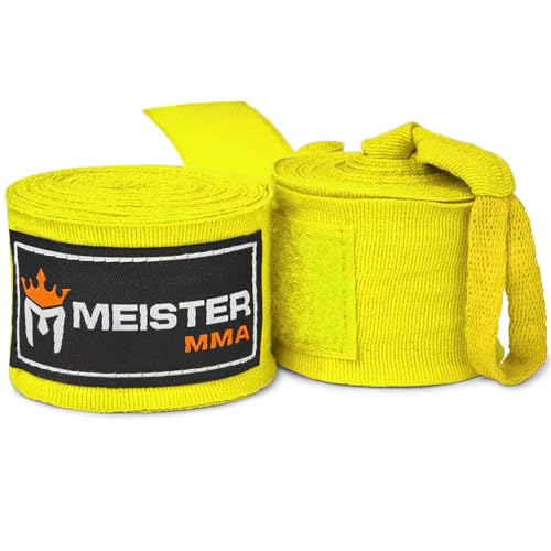 Meister Adulto 180" Vendas de Mano Semi-Elásticas para MMA & Boxeo (Par) - Amarillo