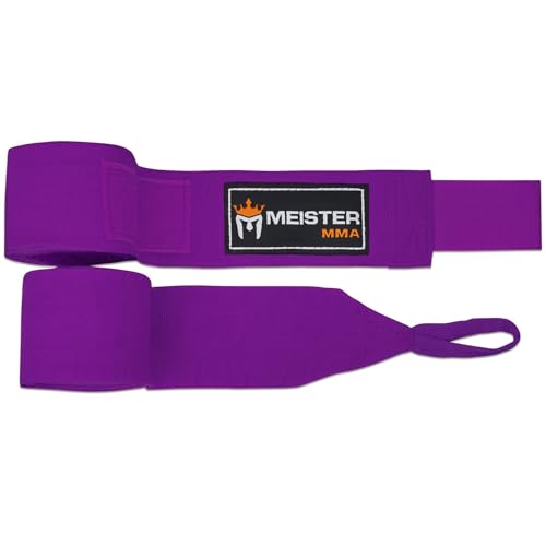 Meister Adulto 180" Vendas de Mano Semi-Elásticas para MMA & Boxeo (Par) - Morado